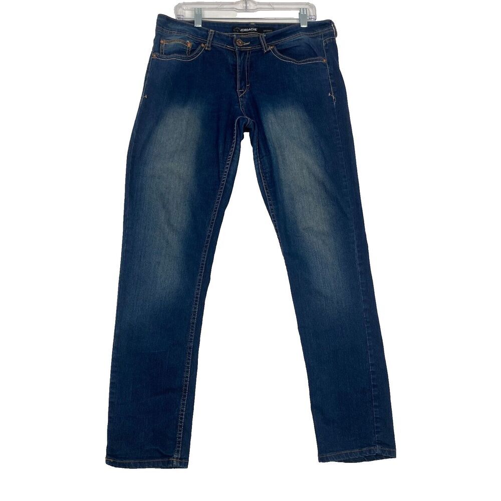 Jordach Womens Mid Rise Skinny Jeans Size 12 Dark Wash Stretch‎ Denim Blue
